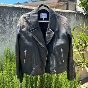 Frame Distressed Leather Jacket
